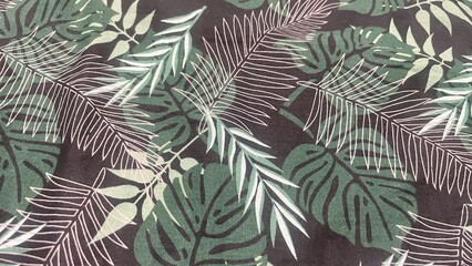 Tropical Monstera and Palm Leaf Pattern on Dark Background