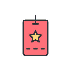 Red And Yellow Tag With A Star For Identification And Recognition