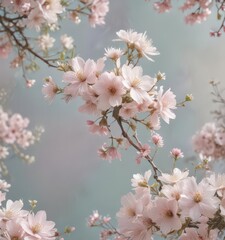 Obraz premium Soft, pastel hues blend into an impressionistic depiction of blossoming flowers , texture, pastel, beauty