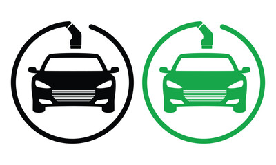 car vehicle charging electric EV charge socket icon logo design set collection Vector illustration
