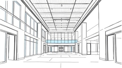 Fototapeta premium Clean and spacious modern architectural interior rendering, featuring a minimalist design aesthetic.