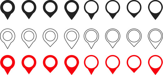 pin location icon set. Modern map markers. Map place marker. position symbol. place address navigation locator sign