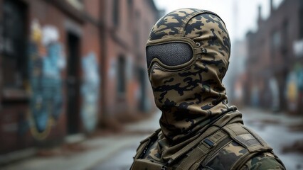 statue of a man wearing balaclava