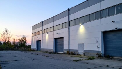 Fototapeta premium Abandoned Cold Storage Facility with Security Cameras at Dusk