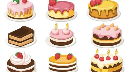 Birthday cake clipart showing mouthwatering cute cakes with dressings