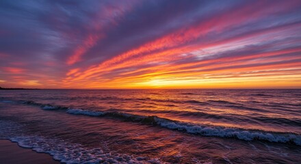 Fototapeta premium Sunset over tranquil beach