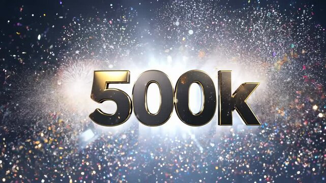 Fireworks exploding behind five hundred thousand followers sign