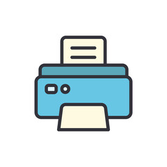 Stylized Blue Printer Illustration With Paper On A Transparent Backdrop