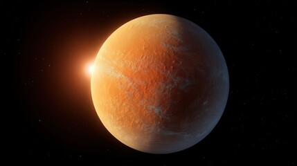 K2-18b, a potentially habitable exoplanet, rotating in the vast expanse of space, illuminated by its star