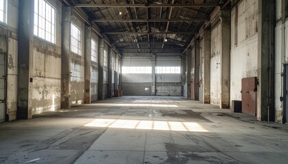 Obraz premium Antique Warehouse with Industrial Lighting in Soft Morning Light