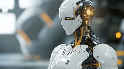 Humanoid robot ai technology and futuristic design concept