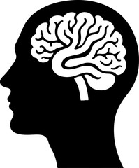 Obraz premium Human Brain Silhouette: Anatomy and Intellect vector
