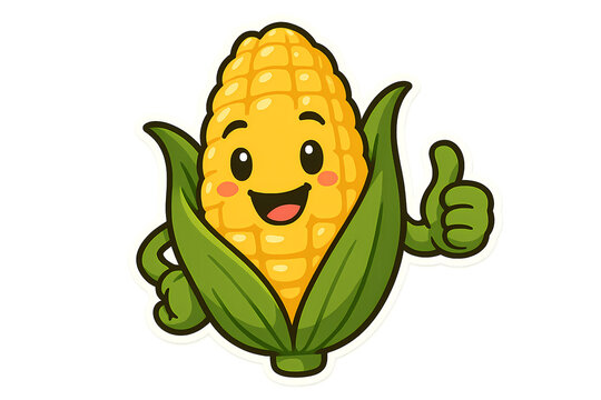 Cartoon Corn Character Thumbs Up