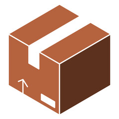 Closed Brown Cardboard Box with Arrow and Tape for Delivery and Parcel Use