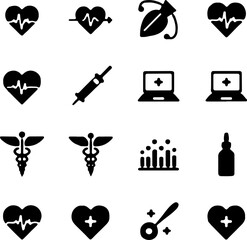 Healthcare & Medical Support Icons: Essential Silhouettes vector