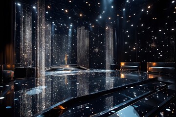 Elegant award show stage setting with sparkling lights and luxurious interior design