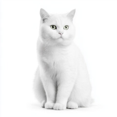 Obraz premium A Majestic White Cat in a Simple Studio Setting. A Pristine Portrait of a Feline Friend. A Captivating Image of a Calm and Elegant Animal. , isolated on white background png