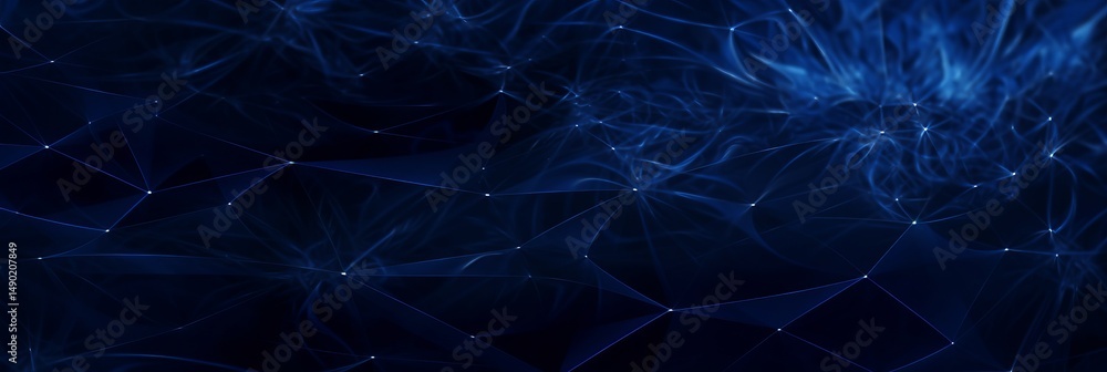 Poster Dynamic blue abstract background with intricate patterns and soft textures creating a sense of depth and movement