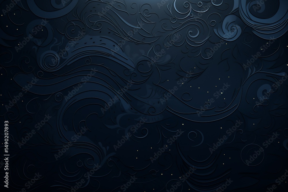 Poster intricate swirling patterns on a deep blue textured background create a captivating visual experienc