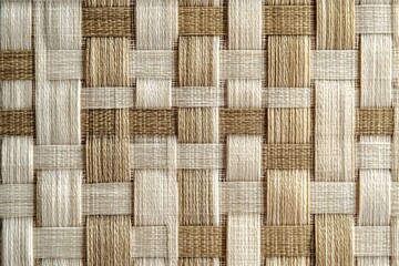 Woven textile design showcasing intricate patterns in natural shades of beige and brown