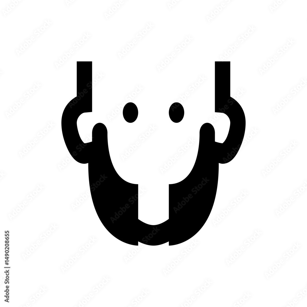 Poster stylized face with beard and mustache icon in black and white simple design with minimalist features