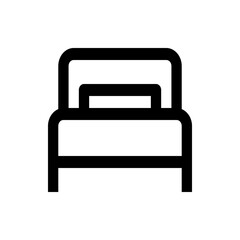 Illustration of a simple bed frame with headboard and footboard in black outline on white background