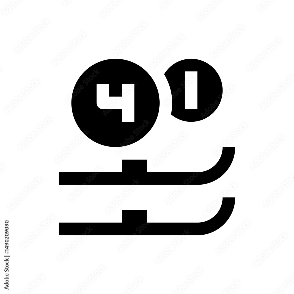 Aufkleber illustration of two sleds with circular icons displaying the numbers four and one in a simple design