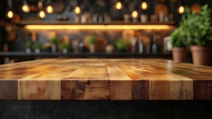 Rustic Wooden Tabletop in a Cozy Bar Setting
