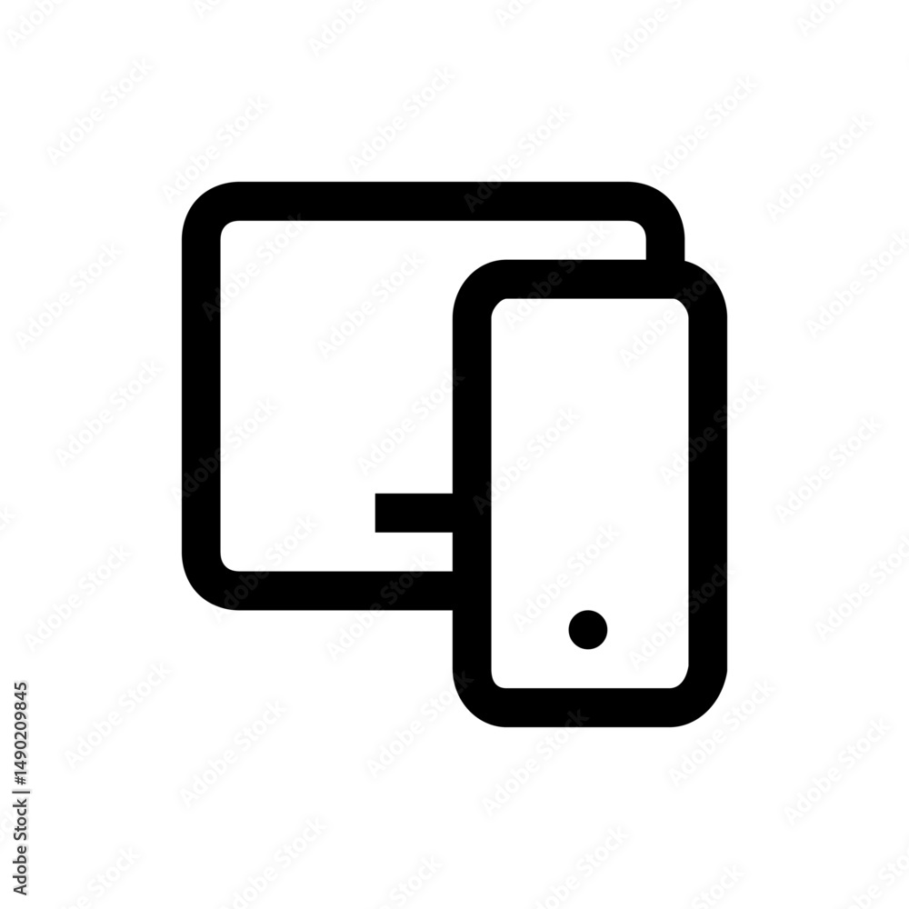 Poster illustration of a responsive design concept featuring a desktop monitor and a mobile phone icon set 