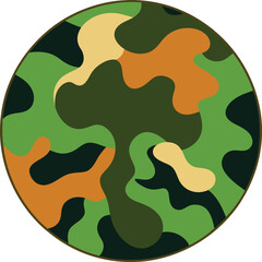 Camo Pattern Green Brown Beige Circle