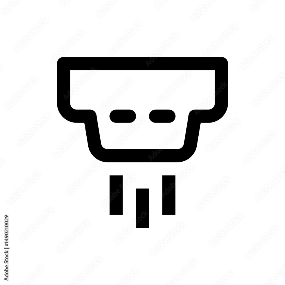 Poster illustration of a hand dryer with three vertical bars representing airflow and two sensor indicators