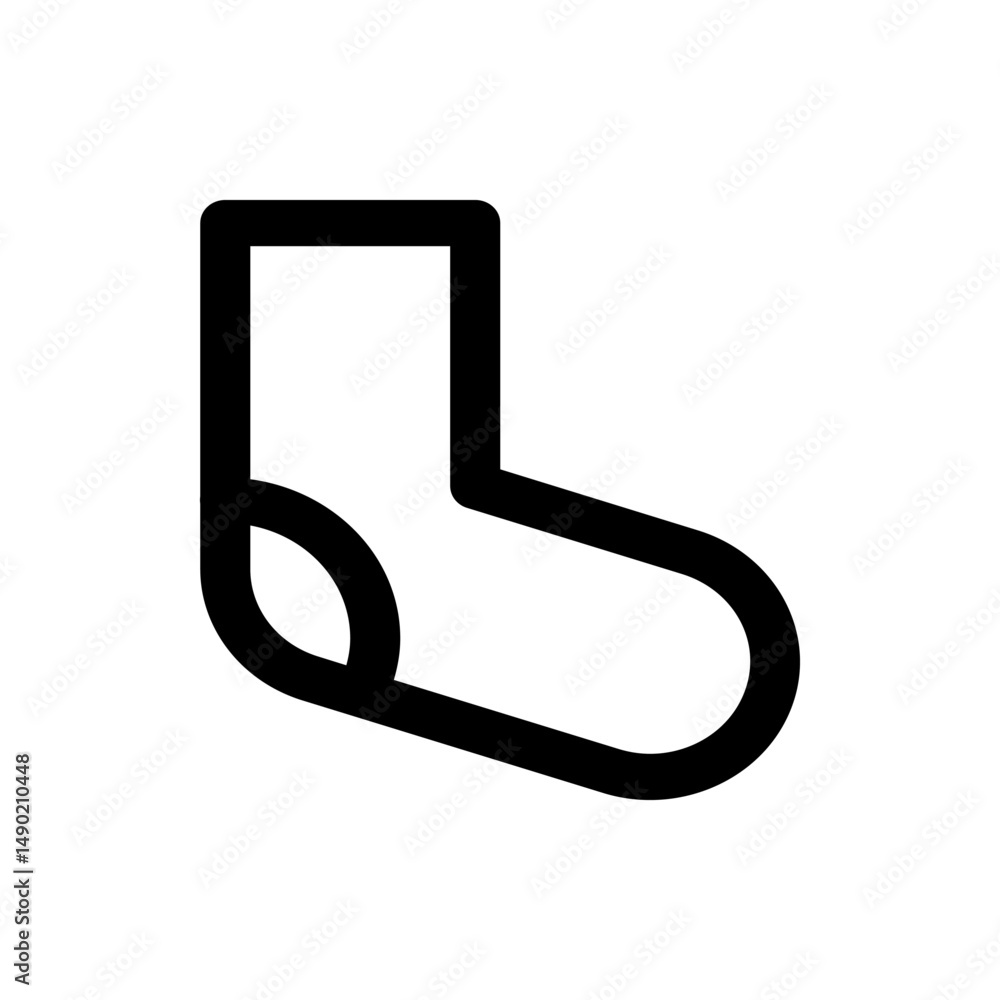 Poster illustration of a simple sock with rounded corners and a minimalist design in black and white color 