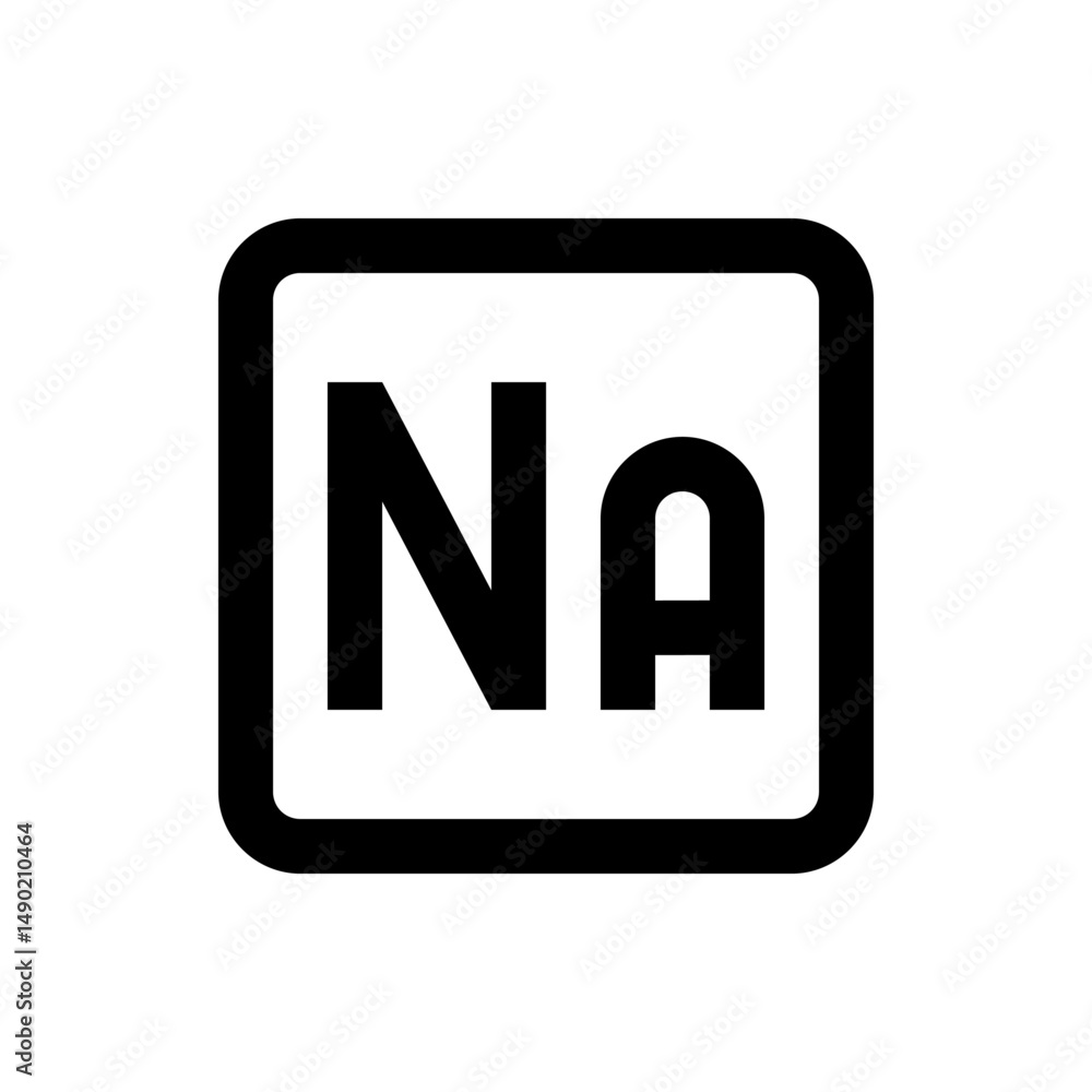Poster illustration of a square with rounded corners containing the letters na in bold black font centered 