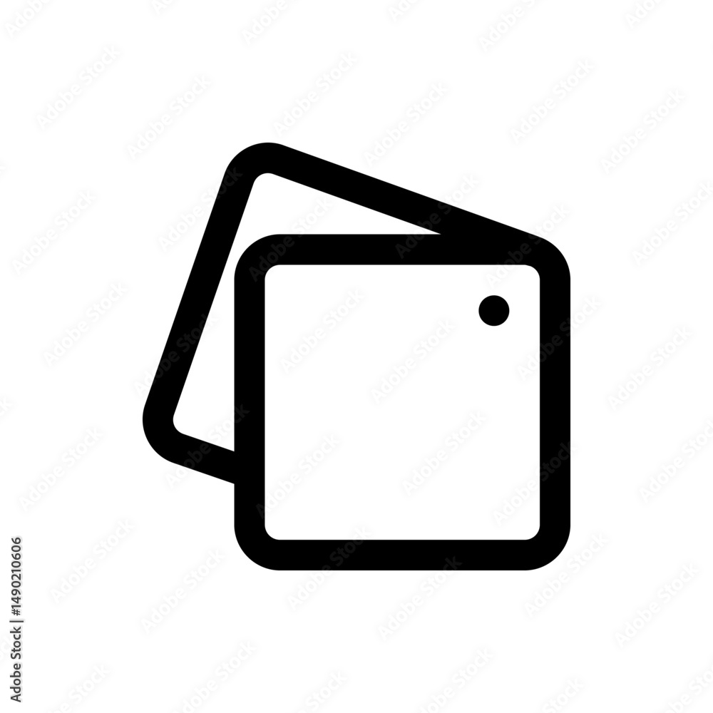 Poster two overlapping rounded squares with a small circle in the upper right corner of the front square
