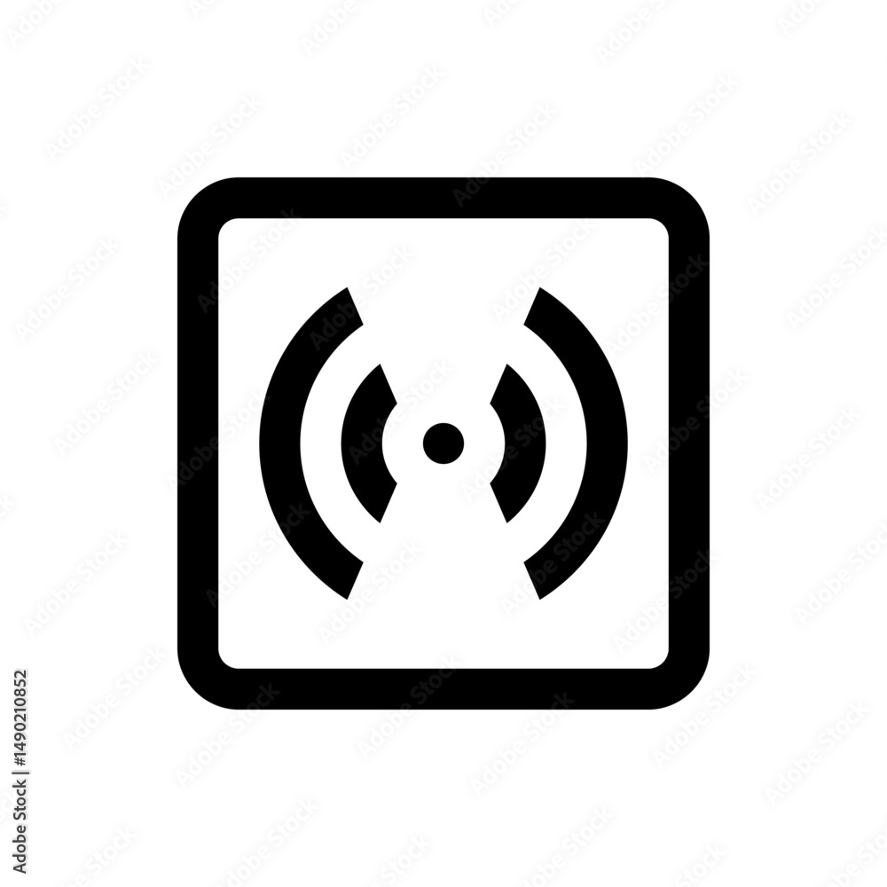 Poster a square icon with rounded corners containing a wifi symbol with a dot in the center and curved line