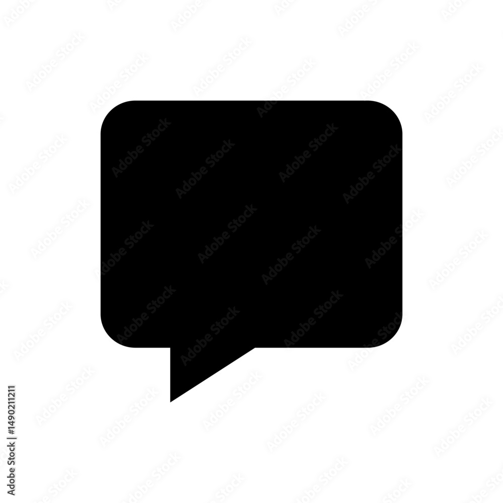 Poster black speech bubble with rounded corners and a pointed tail indicating the speaker on a white backgr