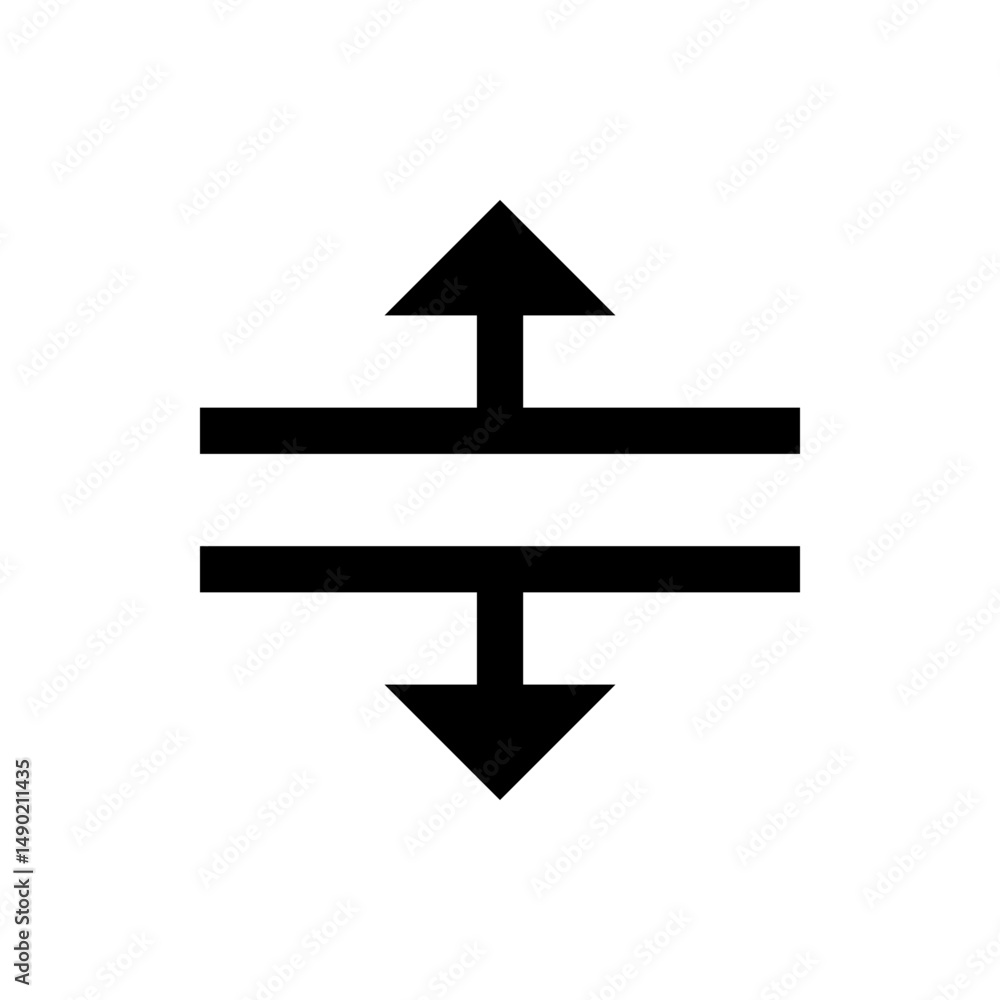 Poster two horizontal lines with an arrow pointing up and an arrow pointing down in a symmetrical arrangeme