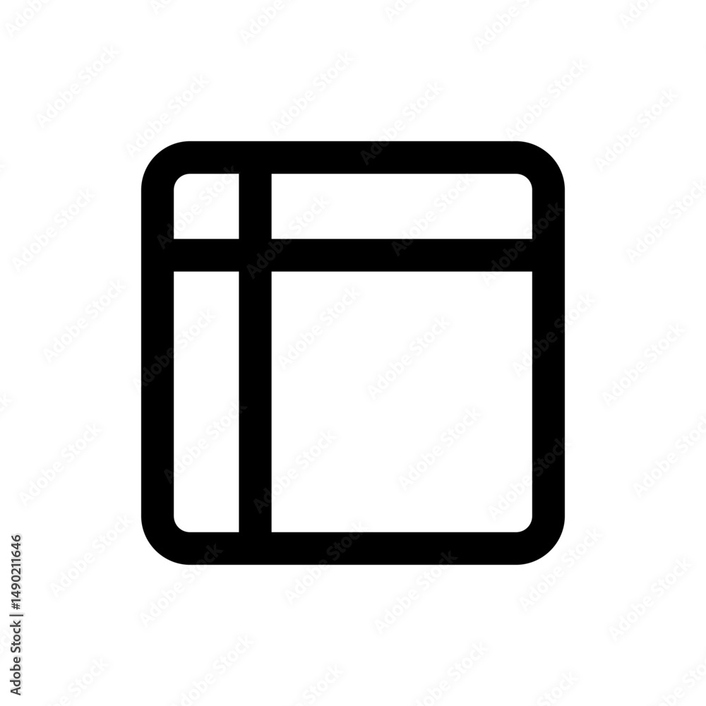 Poster illustration of a layout grid with a main area and a sidebar in a rounded square shape design elemen