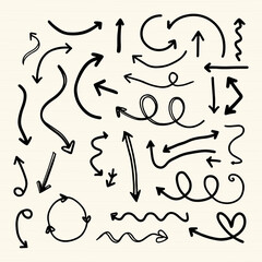 Collection Of Hand-Drawn Arrows In Various Directions