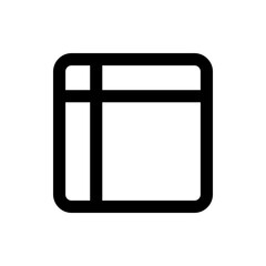 Illustration of a layout grid with a main area and a sidebar in a rounded square shape design element