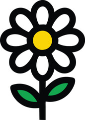Simple Daisy Flower Icon Illustration
