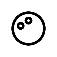 Fototapeta premium Illustration of a bowling ball with two finger holes and a thick black outline on a white background