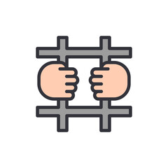 Hands Grasping Prison Bars Representing Incarceration Or Confinement