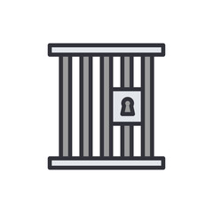 Stylized Depiction Of A Locked Cage Or Cell With Gray Bars