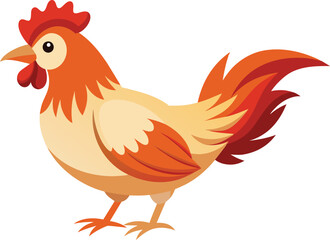 Cute Cartoon Rooster Farm Animal Illustration