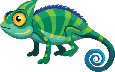 Fototapeta premium Cute Green Chameleon Cartoon Illustration