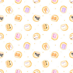 Cute kawaii bread cats Seamless