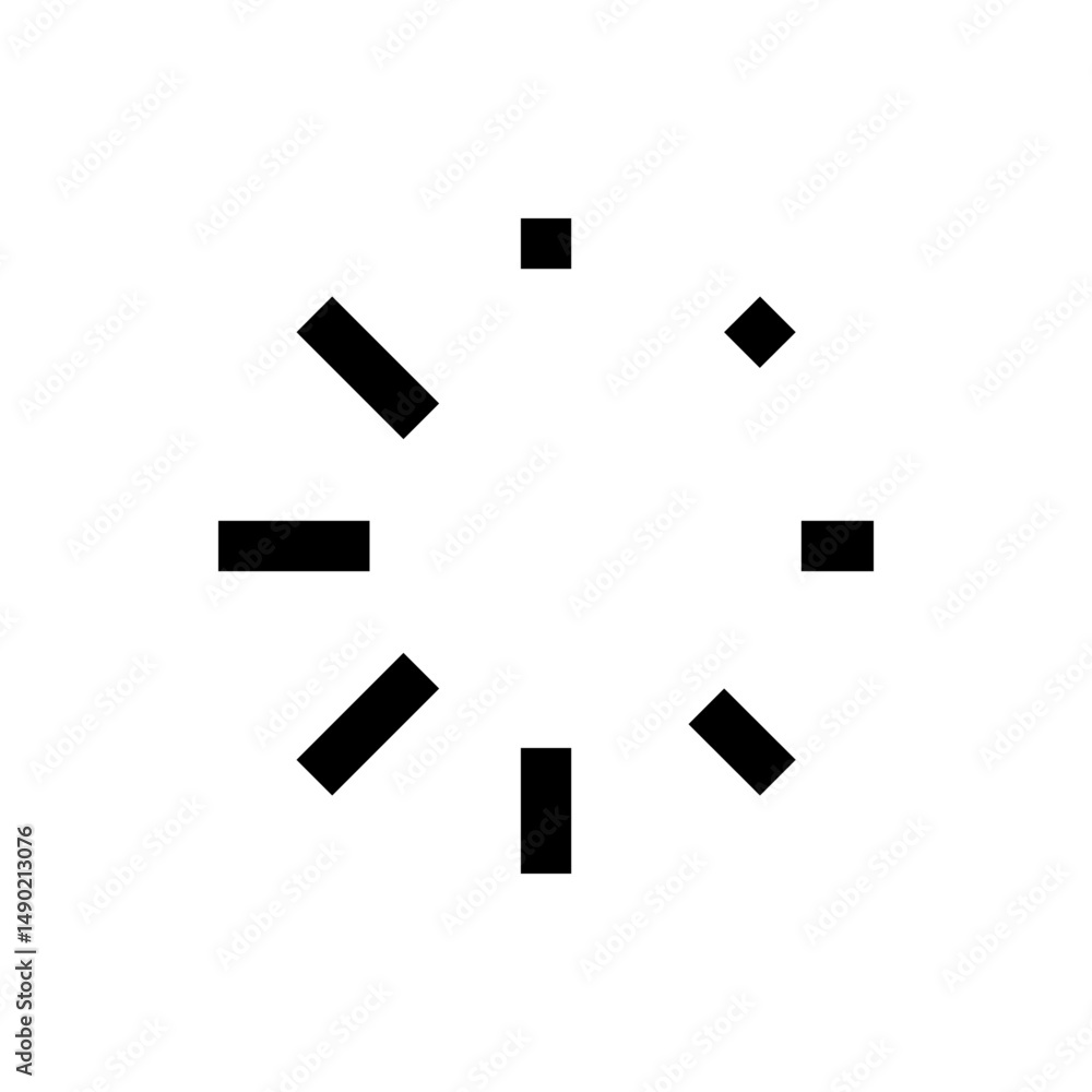 Poster black geometric shapes arranged in a circular pattern against a white background creating a clock li