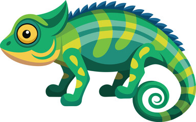 Fototapeta premium Cute Green Chameleon Cartoon Illustration