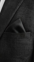 Black Suit Pocket Square Detail: A Close-up of Elegance